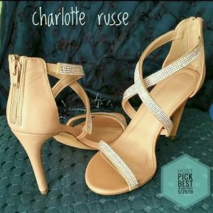 *HP* Nude Embellished Crisscross Dress Sandals